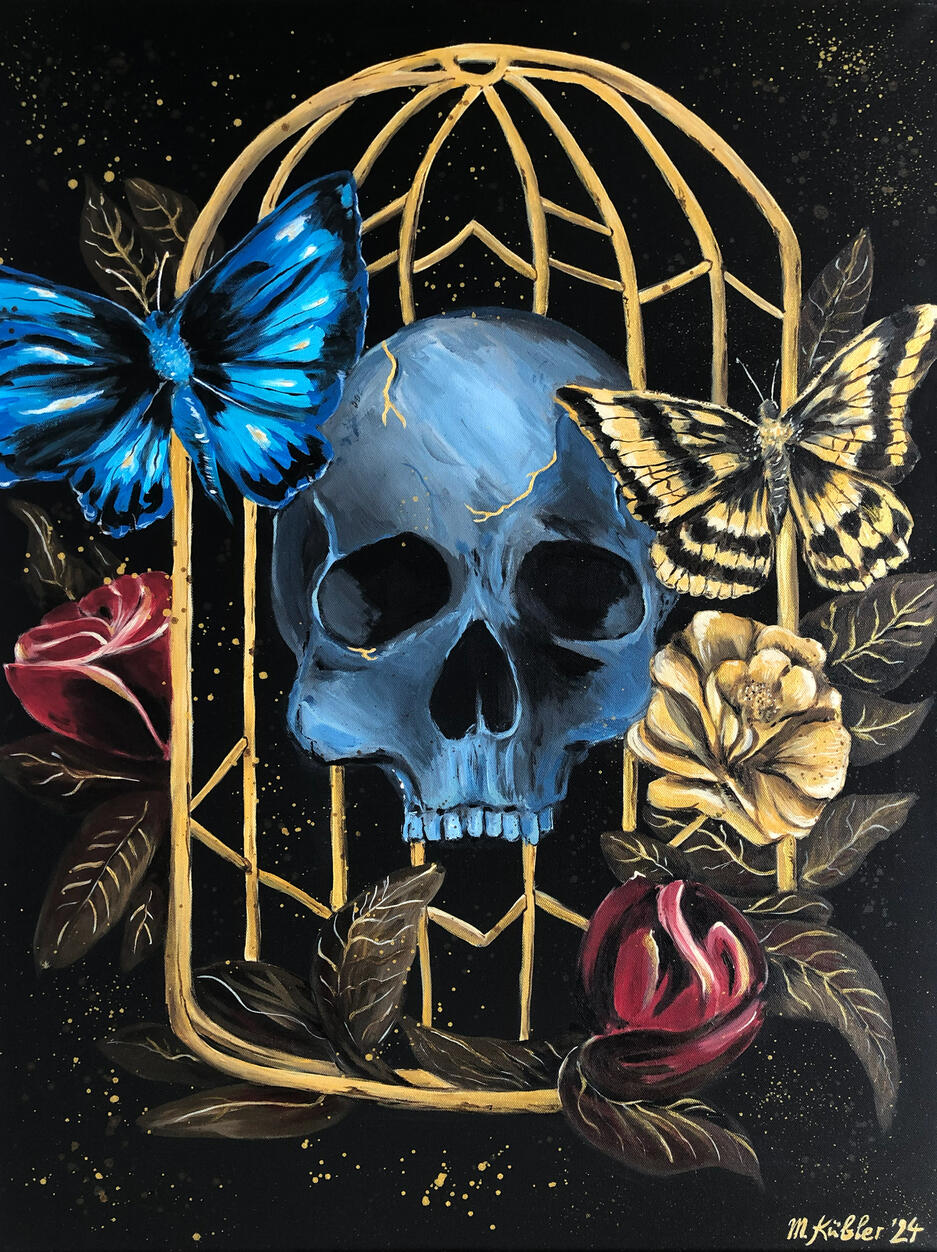 "Totenkopf" - 80 x 60 cm (Acryl auf Leinwand)